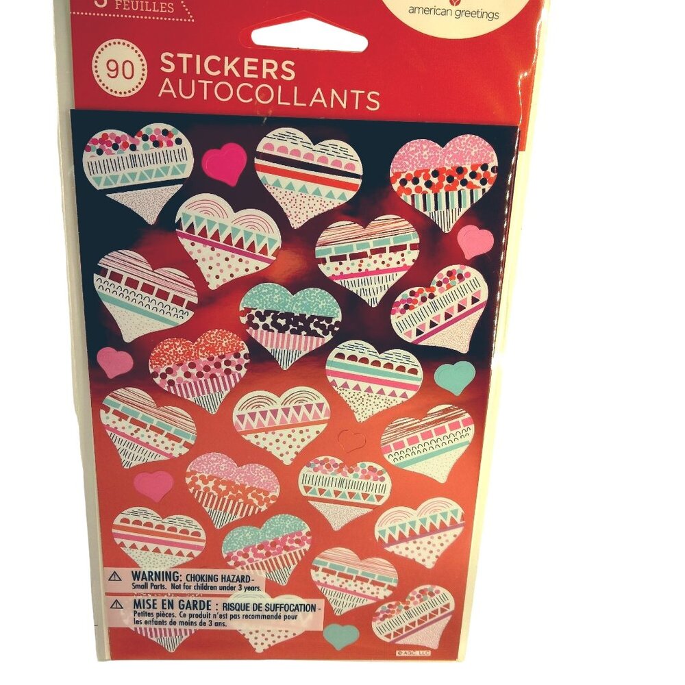 90 Heart Stickers American Greetings Valentine Party Favor Crafting Decorating